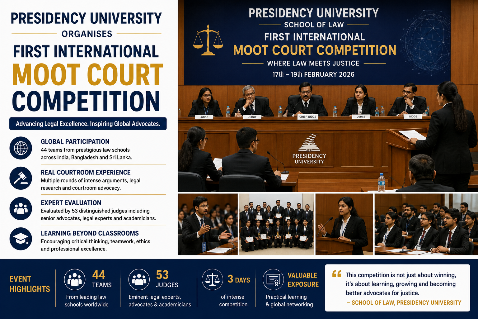 Presidency University Organises First International Moot Court Competition