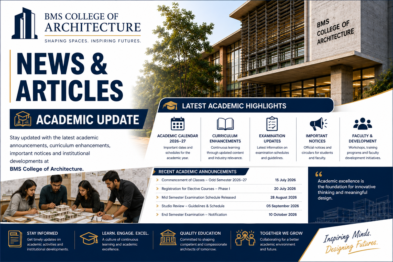 BMS College of Architecture Academic Updates 2026–27: Curriculum, Research, Workshops and Learning Initiatives